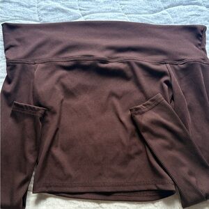Brown Off-Shoulder Long Sleeve Top